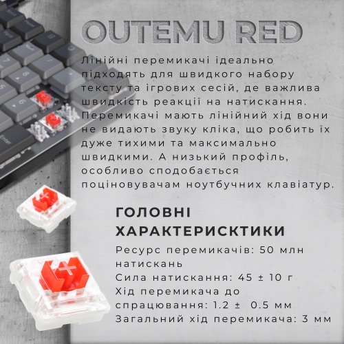 Купити Клавіатура GamePro MK145R Outemu Red Switch Low Profile Dark Gray - ціна в Києві, Львові, Вінниці, Хмельницькому, Франківську, Україні | інтернет-магазин TELEMART.UA фото