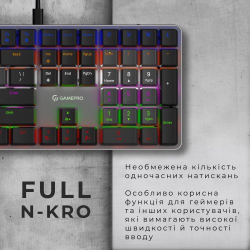 Купити Клавіатура GamePro MK145R Outemu Red Switch Low Profile Dark Gray - ціна в Києві, Львові, Вінниці, Хмельницькому, Франківську, Україні | інтернет-магазин TELEMART.UA фото