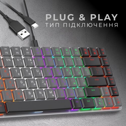 Купить Клавиатура GamePro MK140R Outemu Red Switch Low Profile Dark Gray - цена в Харькове, Киеве, Днепре, Одессе
в интернет-магазине Telemart фото