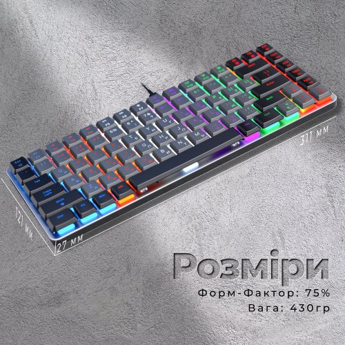 Купить Клавиатура GamePro MK140R Outemu Red Switch Low Profile Dark Gray - цена в Харькове, Киеве, Днепре, Одессе
в интернет-магазине Telemart фото