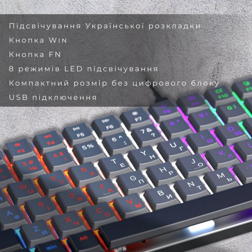 Купить Клавиатура GamePro MK140R Outemu Red Switch Low Profile Dark Gray - цена в Харькове, Киеве, Днепре, Одессе
в интернет-магазине Telemart фото