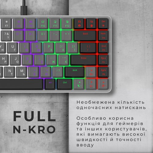 Купить Клавиатура GamePro MK140R Outemu Red Switch Low Profile Dark Gray - цена в Харькове, Киеве, Днепре, Одессе
в интернет-магазине Telemart фото