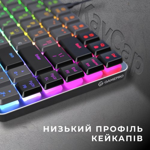 Купить Клавиатура GamePro MK141R RGB Outemu Red Switch Low Profile Dark Gray - цена в Харькове, Киеве, Днепре, Одессе
в интернет-магазине Telemart фото