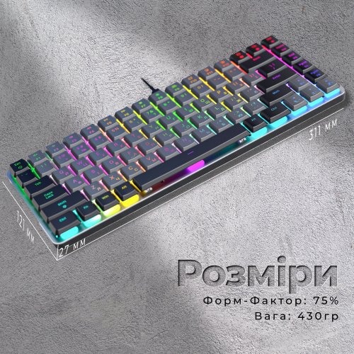 Купити Клавіатура GamePro MK141R RGB Outemu Red Switch Low Profile Dark Gray - ціна в Києві, Львові, Вінниці, Хмельницькому, Франківську, Україні | інтернет-магазин TELEMART.UA фото