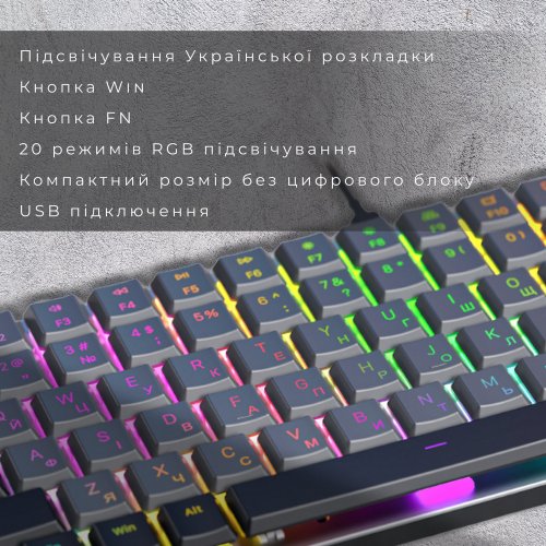 Купить Клавиатура GamePro MK141R RGB Outemu Red Switch Low Profile Dark Gray - цена в Харькове, Киеве, Днепре, Одессе
в интернет-магазине Telemart фото