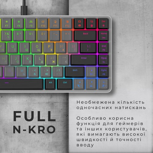 Купить Клавиатура GamePro MK141R RGB Outemu Red Switch Low Profile Dark Gray - цена в Харькове, Киеве, Днепре, Одессе
в интернет-магазине Telemart фото