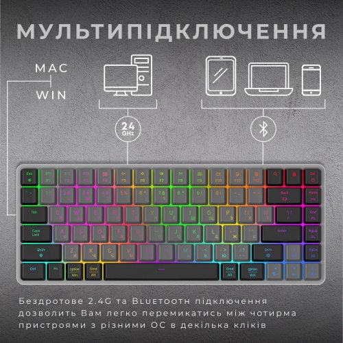 Купити Клавіатура GamePro MK230R RGB Outemu Red Switch Low Profile Wireless Dark Gray - ціна в Києві, Львові, Вінниці, Хмельницькому, Франківську, Україні | інтернет-магазин TELEMART.UA фото