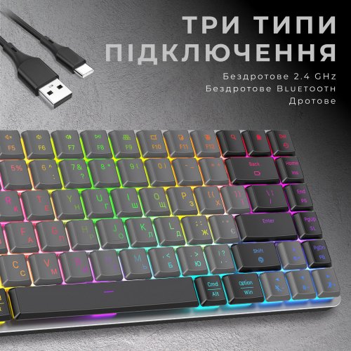 Купить Клавиатура GamePro MK230R RGB Outemu Red Switch Low Profile Wireless Dark Gray - цена в Харькове, Киеве, Днепре, Одессе
в интернет-магазине Telemart фото