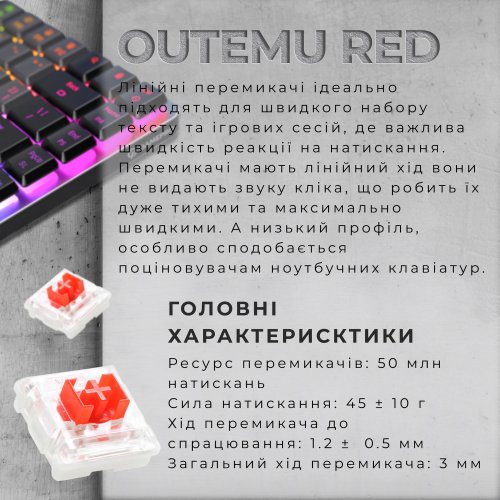 Фото Клавиатура GamePro MK230R RGB Outemu Red Switch Low Profile Wireless Dark Gray