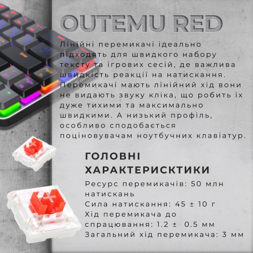 Купити Клавіатура GamePro MK122R Outemu Red Switch Low Profile Wireless Dark Gray - ціна в Києві, Львові, Вінниці, Хмельницькому, Франківську, Україні | інтернет-магазин TELEMART.UA фото