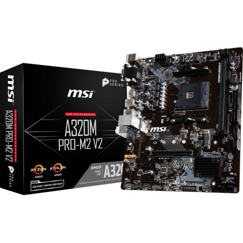 Материнська плата MSI A320M PRO-M2 V2 (sAM4, AMD A320) (Відновлено продавцем, 674683) купити з перевіркою сумісності: огляд, характеристики, ціна у Києві, Львові, Вінниці, Хмельницькому, Івано-Франківську, Україні | інтернет-магазин TELEMART.UA фото