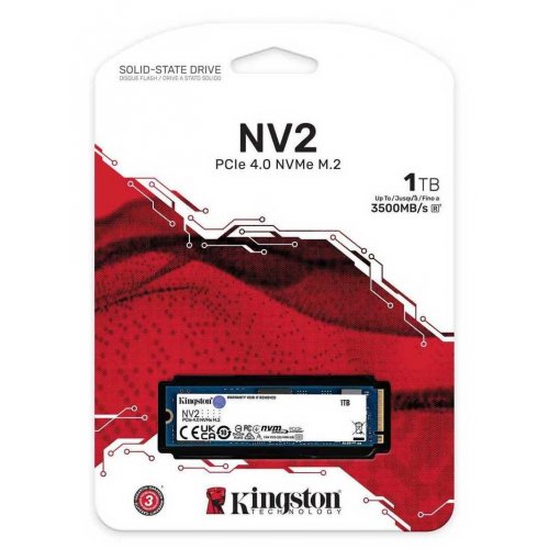 Уцінка ssd-диск Kingston NV2 3D NAND 1TB M.2 (2280 PCI-E) NVMe x4 (SNV2S/1000G) (Ушкодження упаковки, 674832) купити з перевіркою сумісності: огляд, характеристики, ціна у Києві, Львові, Вінниці, Хмельницькому, Івано-Франківську, Україні | інтернет-магазин TELEMART.UA фото