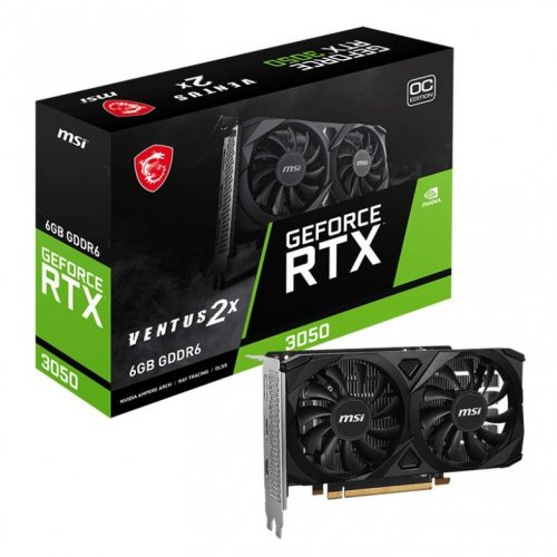 Купить Видеокарта MSI GeForce RTX 3050 VENTUS 2X E OC 6144MB (RTX 3050 VENTUS 2X E 6G OC) с проверкой совместимости: обзор, характеристики, цена в Киеве, Днепре, Одессе, Харькове, Украине | интернет-магазин TELEMART.UA фото