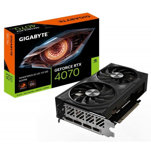 Купить Видеокарта Gigabyte GeForce RTX 4070 WindForce 2X V2 OC 12228MB (GV-N4070WF2OCV2-12GD) с проверкой совместимости: обзор, характеристики, цена в Киеве, Днепре, Одессе, Харькове, Украине | интернет-магазин TELEMART.UA фото