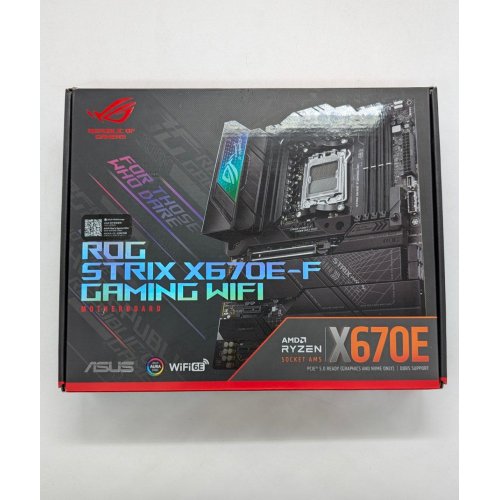 Купить Материнская плата Asus ROG STRIX X670E-F GAMING WIFI (sAM5, X670) (Восстановлено продавцом, 675034) с проверкой совместимости: обзор, характеристики, цена в Киеве, Днепре, Одессе, Харькове, Украине | интернет-магазин TELEMART.UA фото