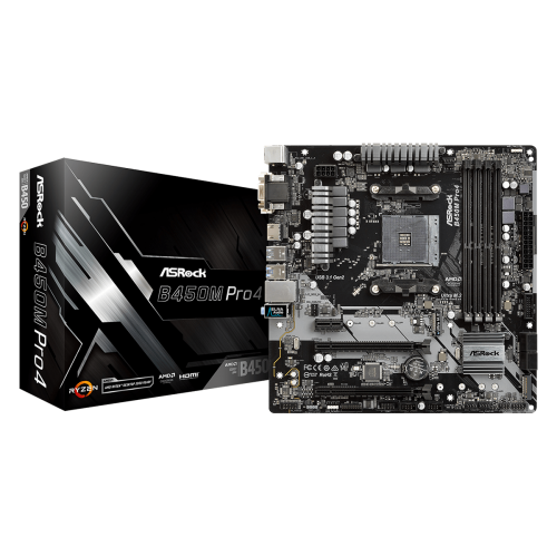 Купить Материнская плата AsRock B450M Pro4 (sAM4, AMD B450) (Восстановлено продавцом, 675048) с проверкой совместимости: обзор, характеристики, цена в Киеве, Днепре, Одессе, Харькове, Украине | интернет-магазин TELEMART.UA фото