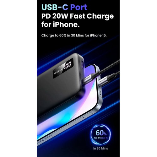 Купить Powerbank Ugreen PB311 10000mAh 22.5W (25742) Black - цена в Харькове, Киеве, Днепре, Одессе
в интернет-магазине Telemart фото