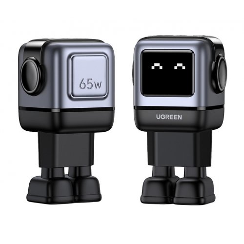 Купити Мережевий зарядний пристрій Ugreen CD361 Nexode Robot GaN Tech USB + 2 x USB Type-C 65W (25685B) Grey - ціна в Києві, Львові, Вінниці, Хмельницькому, Франківську, Україні | інтернет-магазин TELEMART.UA фото