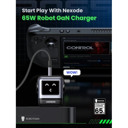 Купить Сетевое зарядное устройство Ugreen CD361 Nexode Robot GaN Tech USB + 2 x USB Type-C 65W (25685B) Grey - цена в Харькове, Киеве, Днепре, Одессе
в интернет-магазине Telemart фото