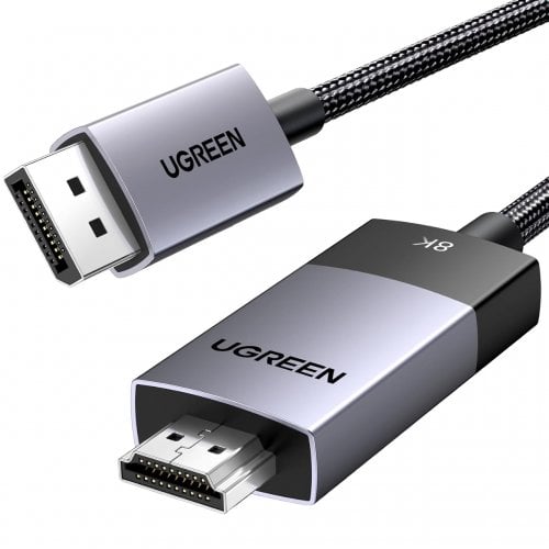 Купити Кабель Ugreen DP115 DisplayPort to HDMI 8K 2m (80397) Gray - ціна в Києві, Львові, Вінниці, Хмельницькому, Франківську, Україні | інтернет-магазин TELEMART.UA фото