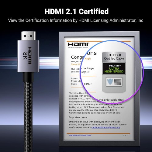 Купити Кабель Ugreen HD171 HDMI to HDMI 8K V2.1 2m (25910) Gray - ціна в Києві, Львові, Вінниці, Хмельницькому, Франківську, Україні | інтернет-магазин TELEMART.UA фото