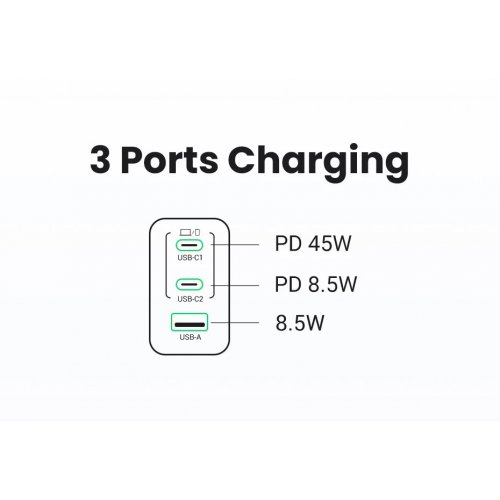 Купить Сетевое зарядное устройство Ugreen X553 Nexode Air GaN Tech USB + 2 x USB Type-C 65W (35042) Grey - цена в Харькове, Киеве, Днепре, Одессе
в интернет-магазине Telemart фото