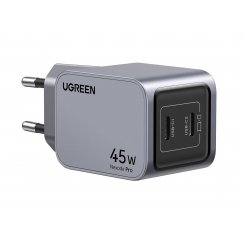 Мережевий зарядний пристрій Ugreen X707 NexodePro GaN Tech 2 x USB Type-C 45W (35008) Grey