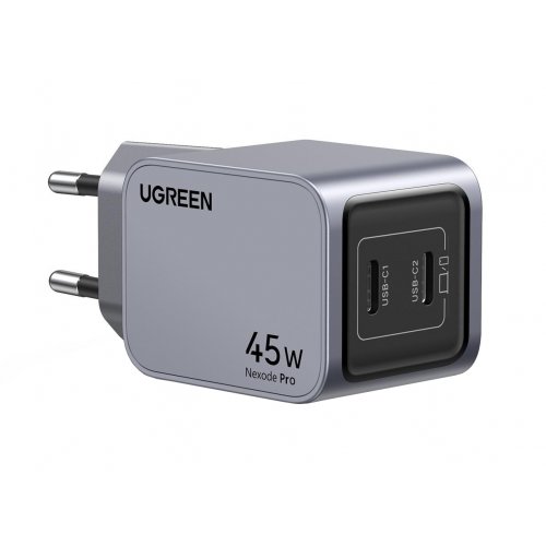 Купити Мережевий зарядний пристрій Ugreen X707 NexodePro GaN Tech 2 x USB Type-C 45W (35008) Grey - ціна в Києві, Львові, Вінниці, Хмельницькому, Франківську, Україні | інтернет-магазин TELEMART.UA фото