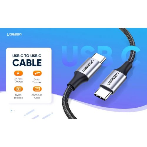 Купити Кабель Ugreen US261 USB Type-C to USB Type-C 60W 0.5m (50149) Black - ціна в Києві, Львові, Вінниці, Хмельницькому, Франківську, Україні | інтернет-магазин TELEMART.UA фото