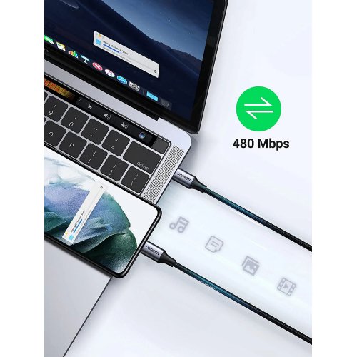 Купити Кабель Ugreen US261 USB Type-C to USB Type-C 60W 0.5m (50149) Black - ціна в Києві, Львові, Вінниці, Хмельницькому, Франківську, Україні | інтернет-магазин TELEMART.UA фото