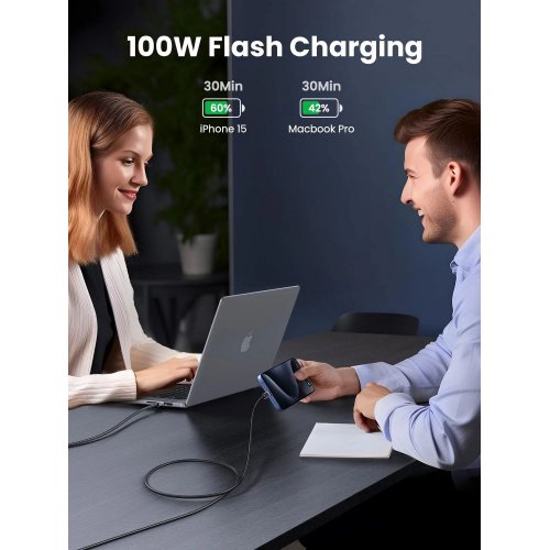 Купити Кабель Ugreen L512 USB Type-C to USB Type-C 100W 1m (45063) Black - ціна в Києві, Львові, Вінниці, Хмельницькому, Франківську, Україні | інтернет-магазин TELEMART.UA фото