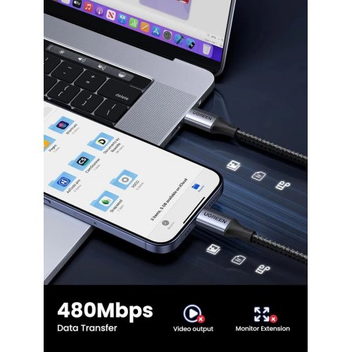 Купити Кабель Ugreen US535 USB Type-C to USB Type-C 240W 1m (15311) Black - ціна в Києві, Львові, Вінниці, Хмельницькому, Франківську, Україні | інтернет-магазин TELEMART.UA фото