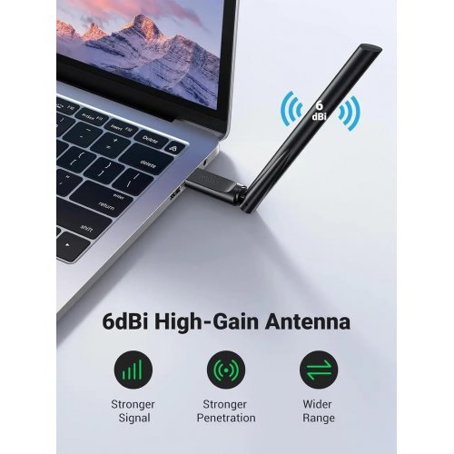 Купить Wi-Fi адаптер Ugreen CM496 AC650 USB Adapter (90339) Black - цена в Харькове, Киеве, Днепре, Одессе
в интернет-магазине Telemart фото