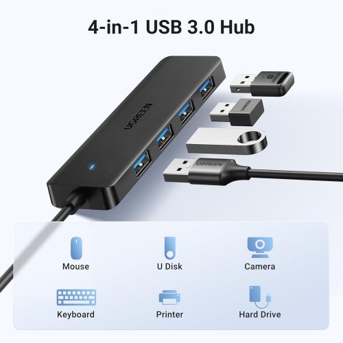 Купити USB-хаб Ugreen CM219 USB 4 in 1 1m (35574) Black - ціна в Києві, Львові, Вінниці, Хмельницькому, Франківську, Україні | інтернет-магазин TELEMART.UA фото