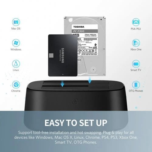 Купить Док-станция Ugreen CM198 Docking Station 2.5"/3.5" SATA HDD/SSD USB 3.0 (50857) Black - цена в Харькове, Киеве, Днепре, Одессе
в интернет-магазине Telemart фото