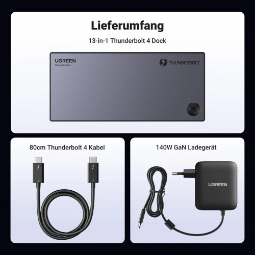 Купить USB-хаб Ugreen U709 Revodok Max 313 Thunderbolt 4 Docking Station 13 in 1 (25085EU) Black - цена в Харькове, Киеве, Днепре, Одессе
в интернет-магазине Telemart фото