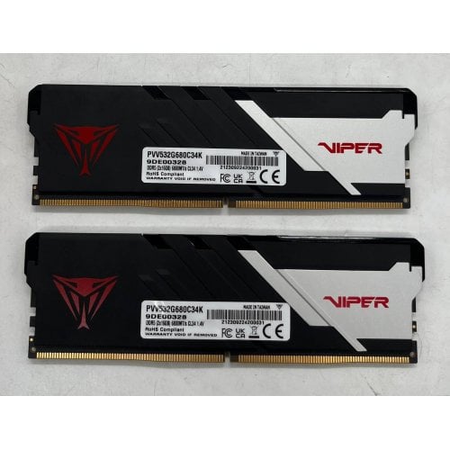 Купить Озу Patriot DDR5 32GB (2x16GB) 6800Mhz Viper Venom (PVV532G680C34K) (Восстановлено продавцом, 675505) с проверкой совместимости: обзор, характеристики, цена в Киеве, Днепре, Одессе, Харькове, Украине | интернет-магазин TELEMART.UA фото