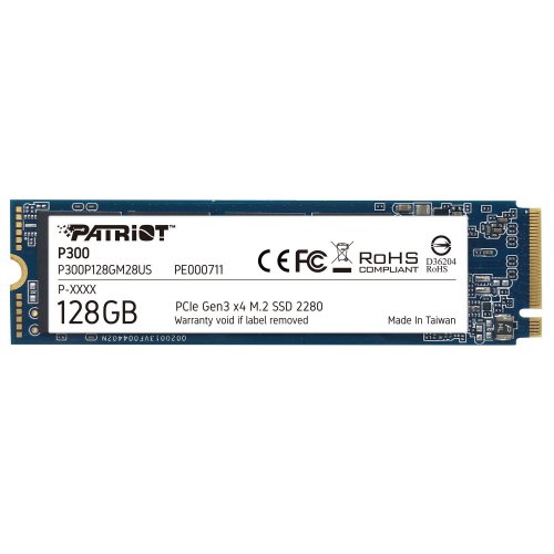 Купить Ssd-диск Patriot P300 128GB M.2 (2280 PCI-E) NVMe x4 (P300P128GM28) (Восстановлено продавцом, 675512) с проверкой совместимости: обзор, характеристики, цена в Киеве, Днепре, Одессе, Харькове, Украине | интернет-магазин TELEMART.UA фото