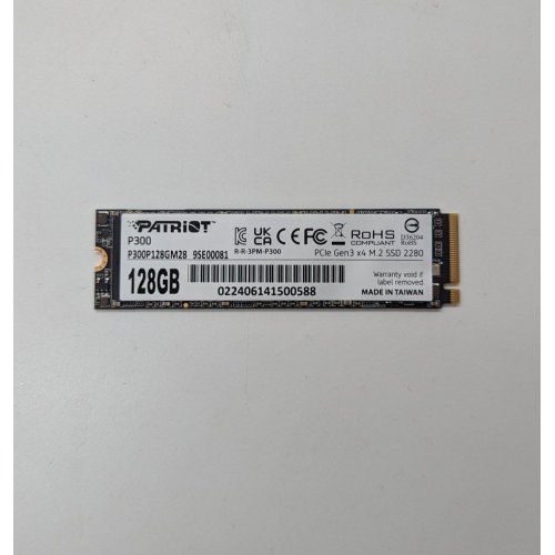 Ssd-диск Patriot P300 128GB M.2 (2280 PCI-E) NVMe x4 (P300P128GM28) (Відновлено продавцем, 675512) купити з перевіркою сумісності: огляд, характеристики, ціна у Києві, Львові, Вінниці, Хмельницькому, Івано-Франківську, Україні | інтернет-магазин TELEMART.UA фото