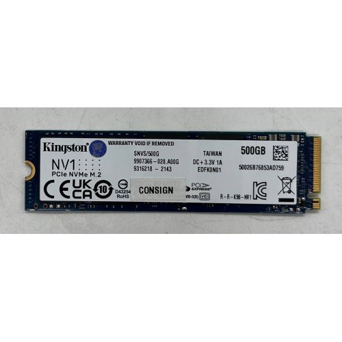 Ssd-диск Kingston NV1 500GB M.2 (2280 PCI-E) NVMe x4 (SNVS/500G) (Відновлено продавцем, 675534) купити з перевіркою сумісності: огляд, характеристики, ціна у Києві, Львові, Вінниці, Хмельницькому, Івано-Франківську, Україні | інтернет-магазин TELEMART.UA фото