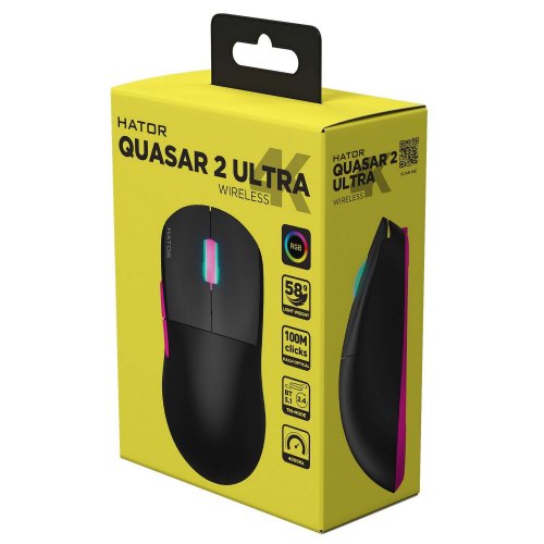 Купити Миша HATOR Quasar 2 Ultra 4K Wireless (HTM570BP) Black/Pink - ціна в Києві, Львові, Вінниці, Хмельницькому, Франківську, Україні | інтернет-магазин TELEMART.UA фото