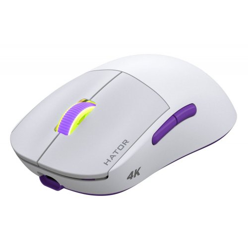 Купити Миша HATOR Quasar 2 Ultra 4K Wireless (HTM571WL) White/Lilac - ціна в Києві, Львові, Вінниці, Хмельницькому, Франківську, Україні | інтернет-магазин TELEMART.UA фото