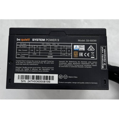 Блок живлення Be Quiet! System Power 9 600W (BN247) (Відновлено продавцем, 675839) купити з перевіркою сумісності: огляд, характеристики, ціна у Києві, Львові, Вінниці, Хмельницькому, Івано-Франківську, Україні | інтернет-магазин TELEMART.UA фото