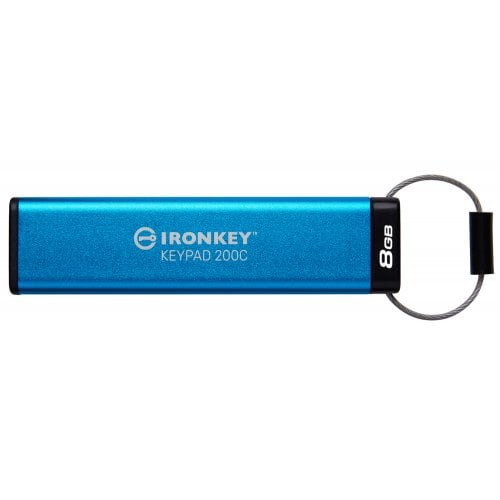 Купити Накопичувач Kingston IronKey Keypad 200 8GB USB 3.2 Type-C (IKKP200C/8GB) Blue - ціна в Києві, Львові, Вінниці, Хмельницькому, Франківську, Україні | інтернет-магазин TELEMART.UA фото