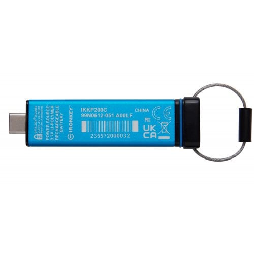 Купити Накопичувач Kingston IronKey Keypad 200 8GB USB 3.2 Type-C (IKKP200C/8GB) Blue - ціна в Києві, Львові, Вінниці, Хмельницькому, Франківську, Україні | інтернет-магазин TELEMART.UA фото