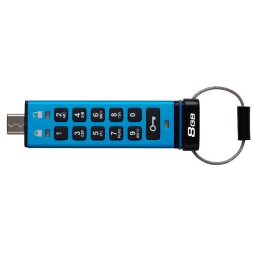 Купити Накопичувач Kingston IronKey Keypad 200 8GB USB 3.2 Type-C (IKKP200C/8GB) Blue - ціна в Києві, Львові, Вінниці, Хмельницькому, Франківську, Україні | інтернет-магазин TELEMART.UA фото