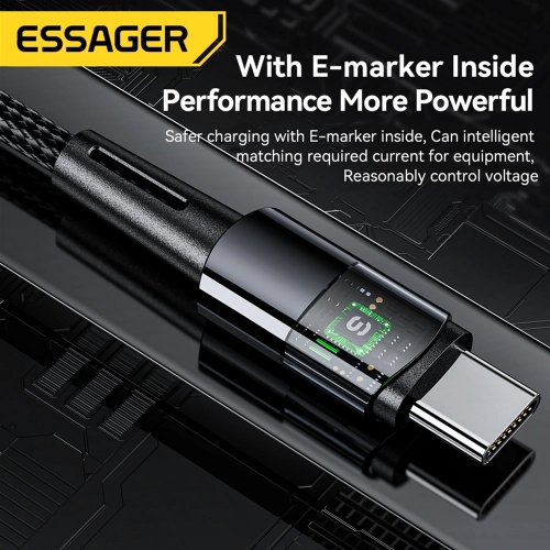 Купити Кабель Essager Sunset USB Type-C to USB Type-C 240W 1m (EXCTT3-CG0G-P) Dark Grey - ціна в Києві, Львові, Вінниці, Хмельницькому, Франківську, Україні | інтернет-магазин TELEMART.UA фото