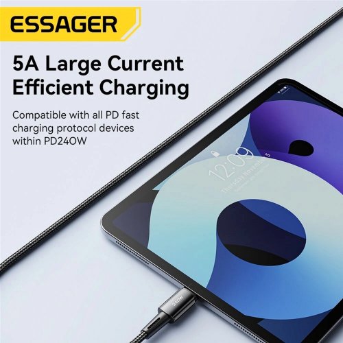 Купити Кабель Essager Sunset USB Type-C to USB Type-C 240W 1m (EXCTT3-CG0G-P) Dark Grey - ціна в Києві, Львові, Вінниці, Хмельницькому, Франківську, Україні | інтернет-магазин TELEMART.UA фото