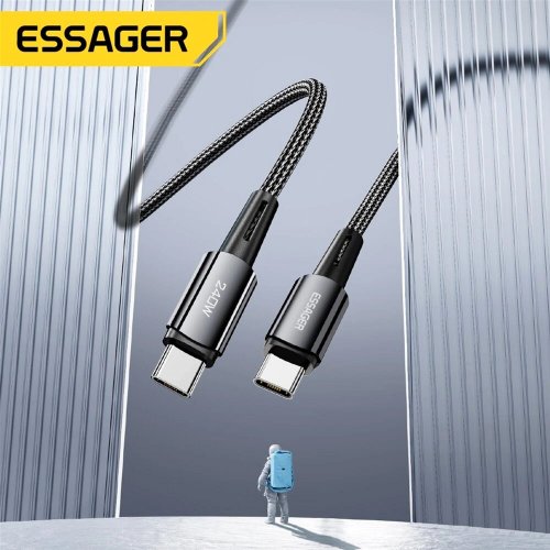 Купити Кабель Essager Sunset USB Type-C to USB Type-C 240W 1m (EXCTT3-CG0G-P) Dark Grey - ціна в Києві, Львові, Вінниці, Хмельницькому, Франківську, Україні | інтернет-магазин TELEMART.UA фото