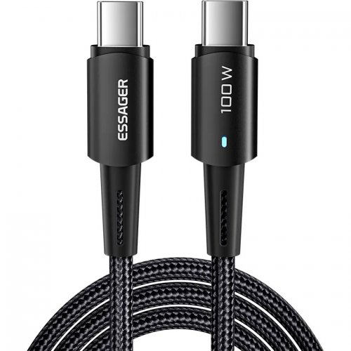 Купити Кабель Essager Sunset USB Type-C to USB Type-C 100W 1m (EXCTT1-CG01) Black - ціна в Києві, Львові, Вінниці, Хмельницькому, Франківську, Україні | інтернет-магазин TELEMART.UA фото